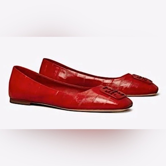 Tory Burch Shoes - Tory Burch Red Patent Leather Logo Ballet Flats Women's Size 7.5M